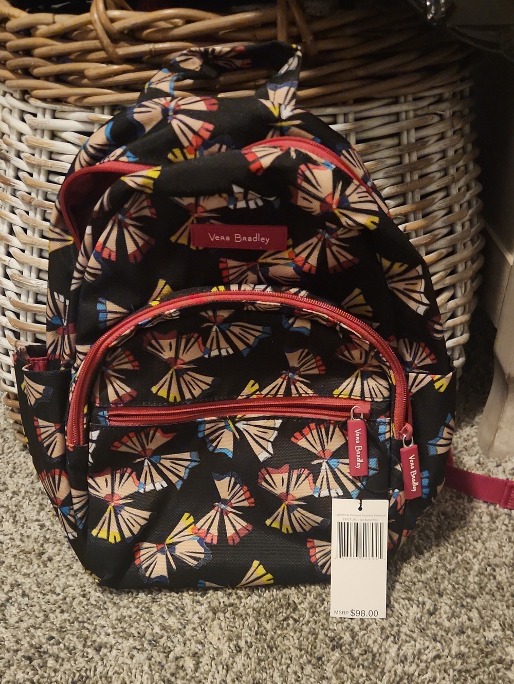 Vera Bradley lighten up compact essent backpack art butterflies. New Detach Tag.